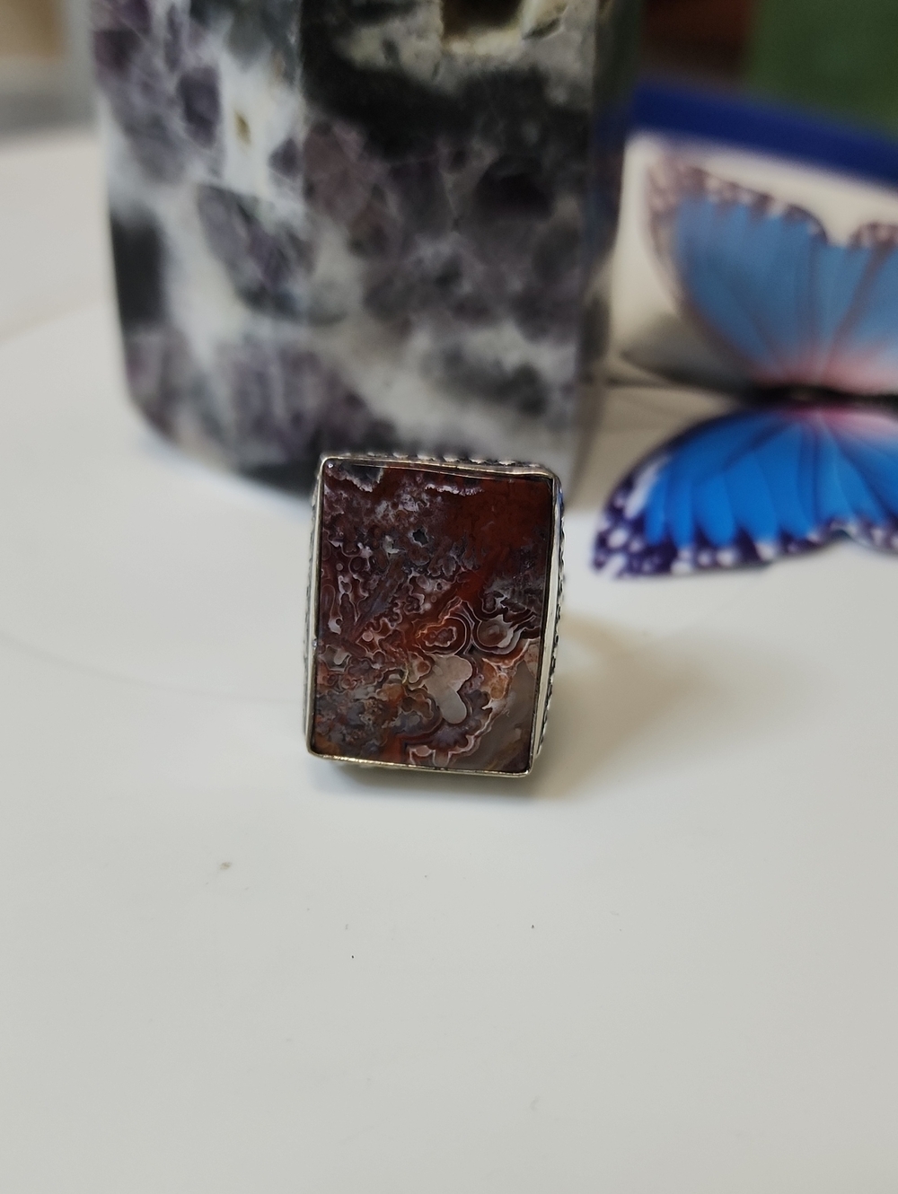 Red Agate Statement Ring - Unbranded